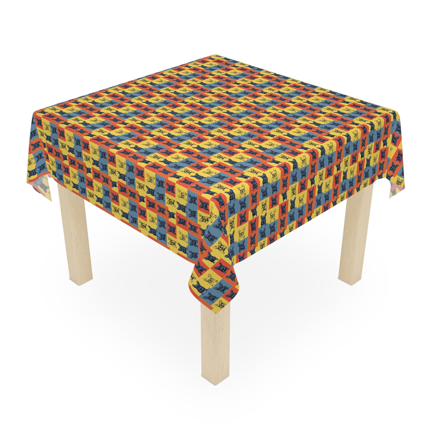 Frenchie Pop Art Pawfection Grid Tablecloth