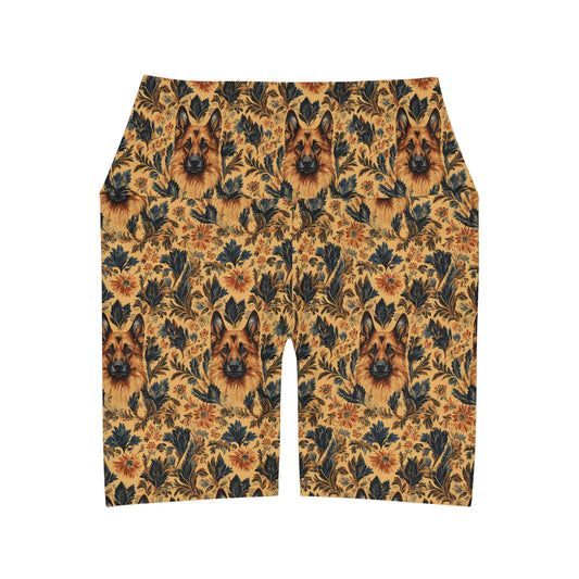 Autumnal German Shepherd Glamour High Waisted Yoga Shorts