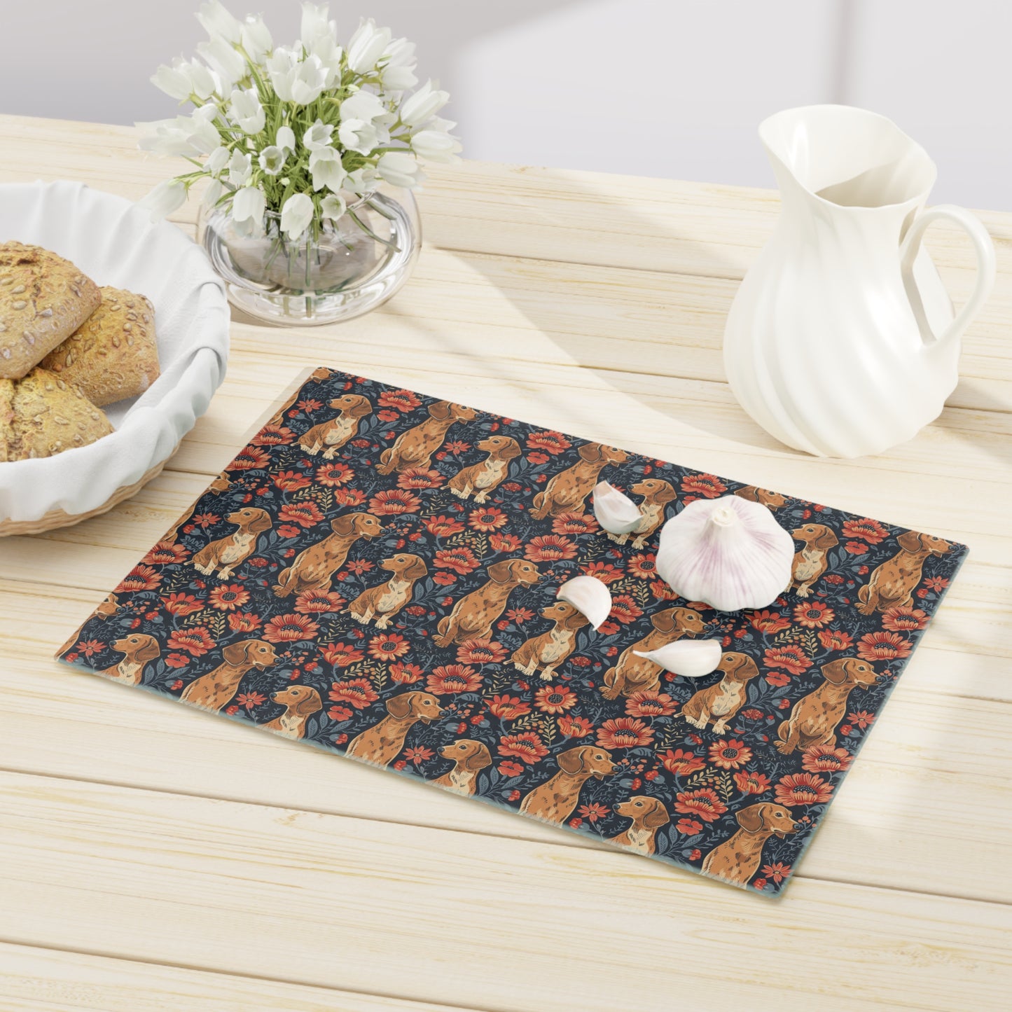 Floral Pawsome Dachsund Delight Cutting Board