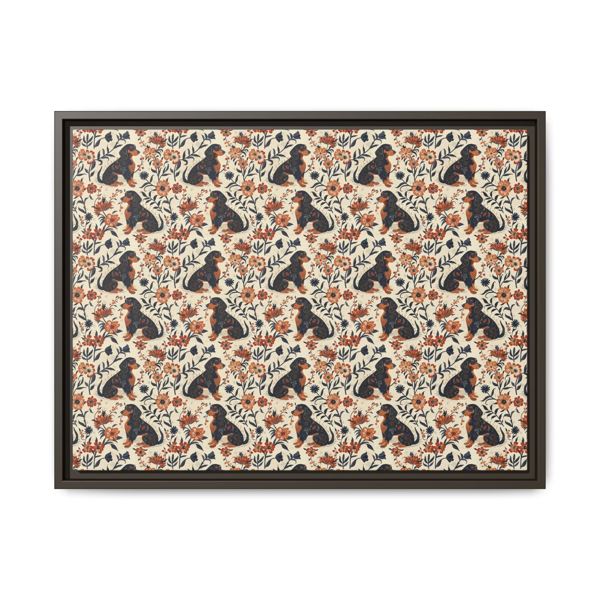 Blossoming Dachshunds Delight Matte Canvas, Framed