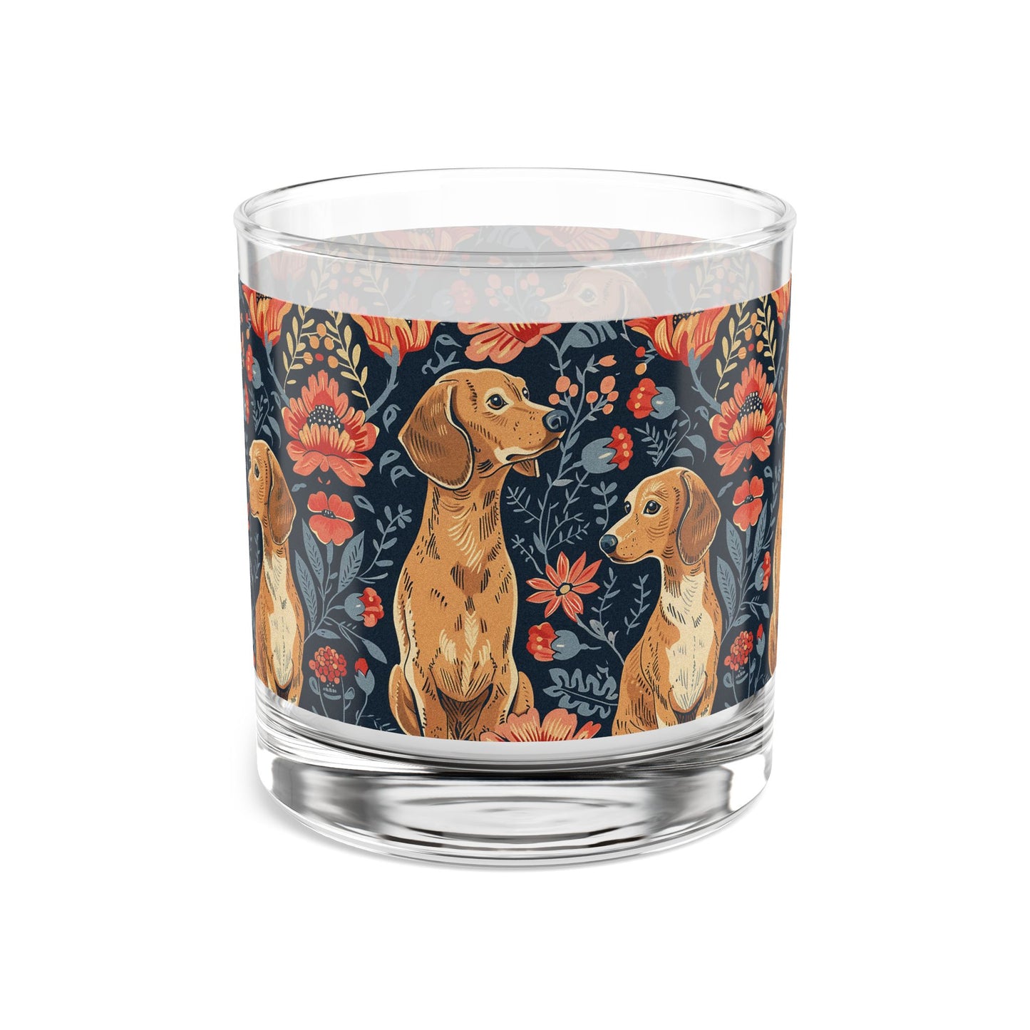 Floral Pawsome Dachsund Delight Rocks Glass