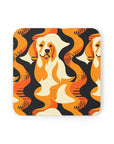 Golden Woof Abstract Glamour Cork Back Coaster