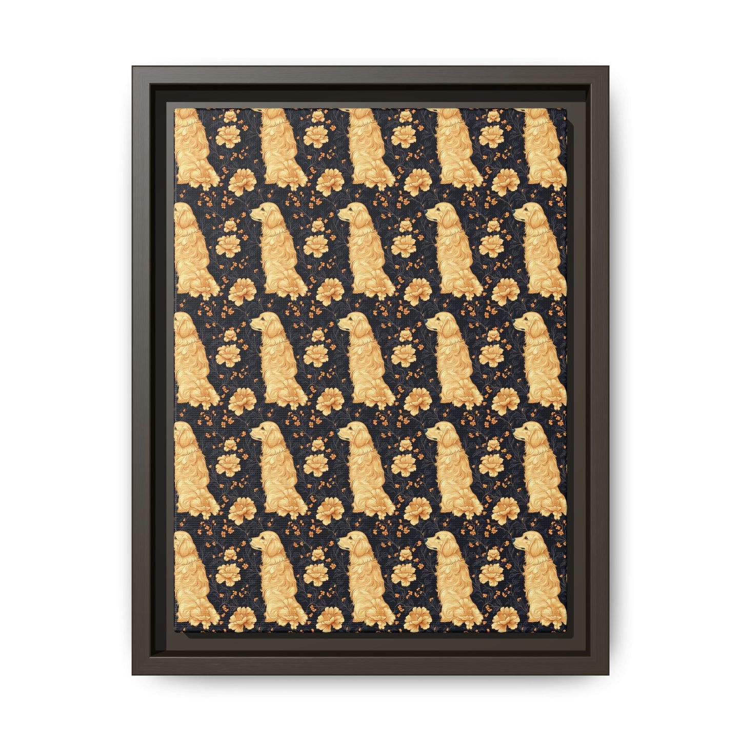 Golden Paws Floral Frenchie Matte Canvas, Framed