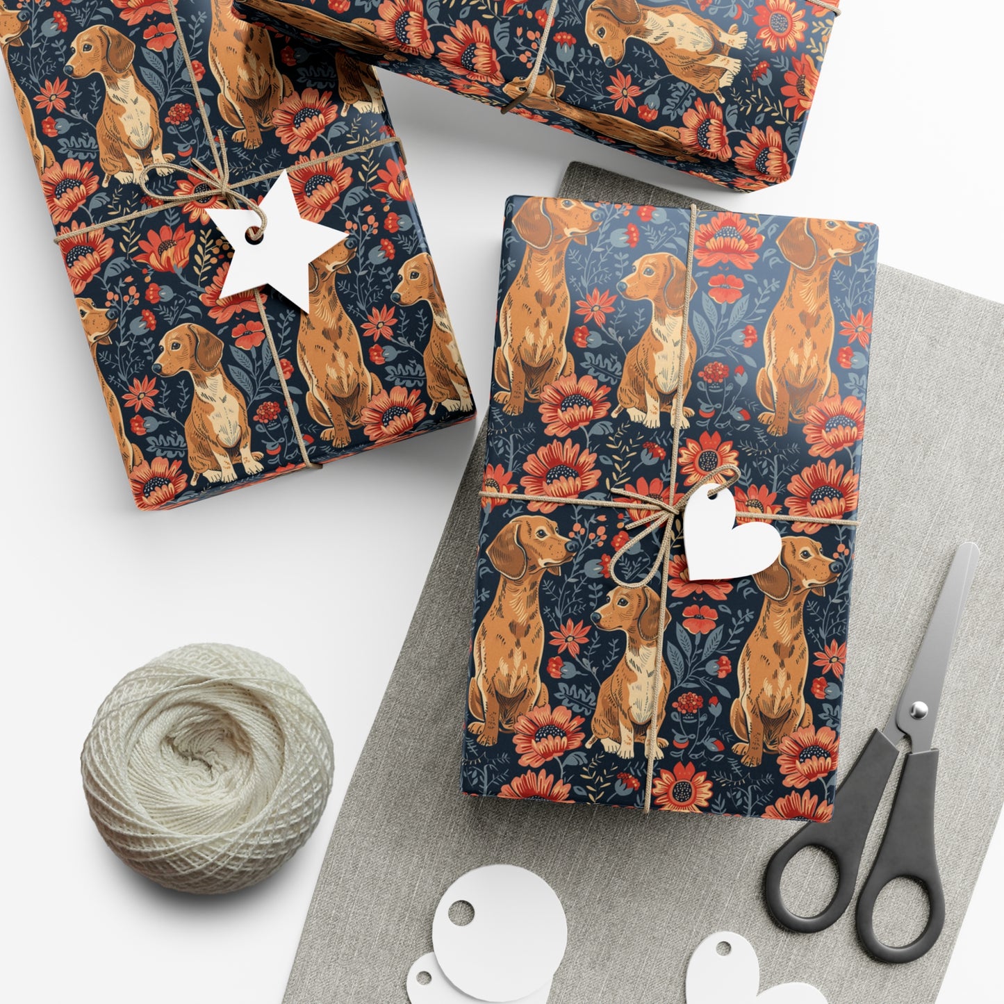 Floral Pawsome Dachsund Delight Gift Wrap Papers