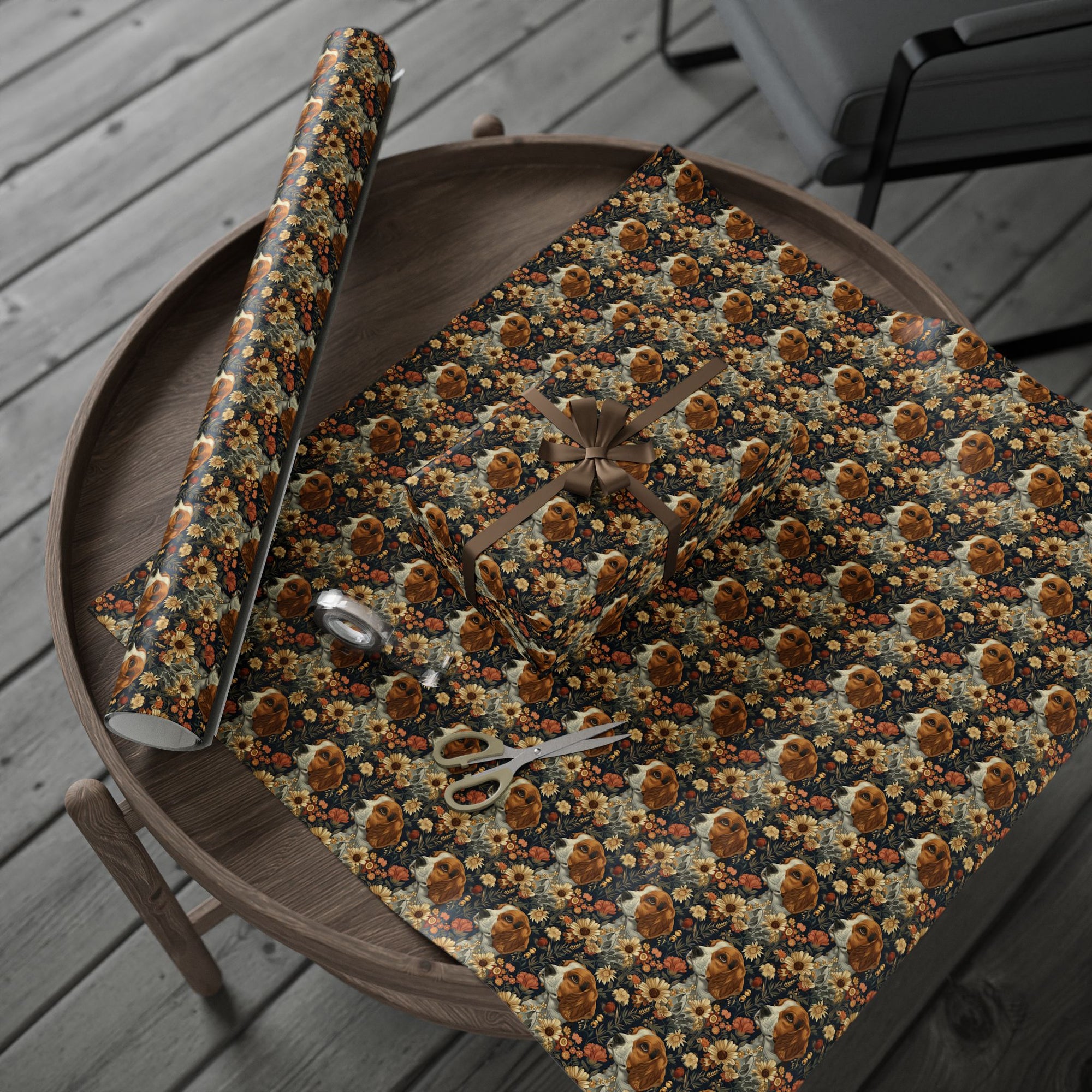 Beagle Blossoms Wrapping Paper