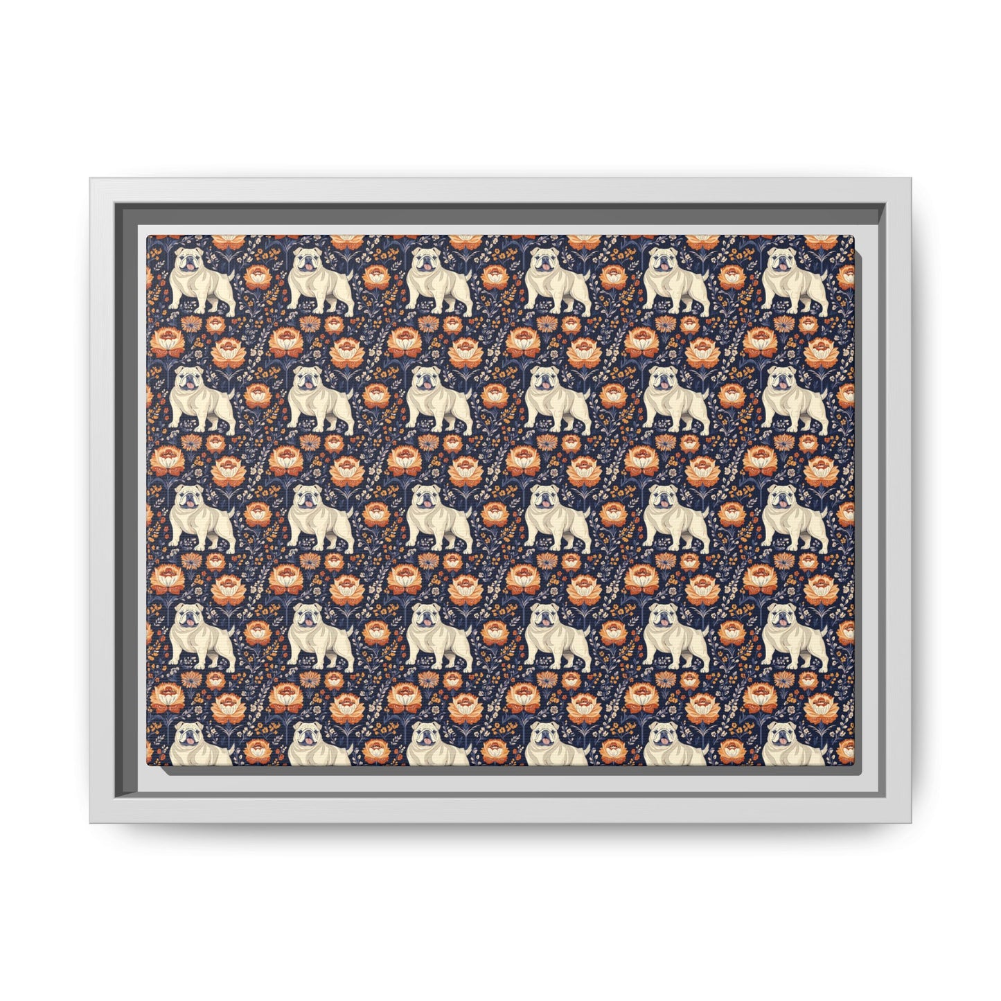 Bulldog Blossom Bonanza Matte Canvas, Framed