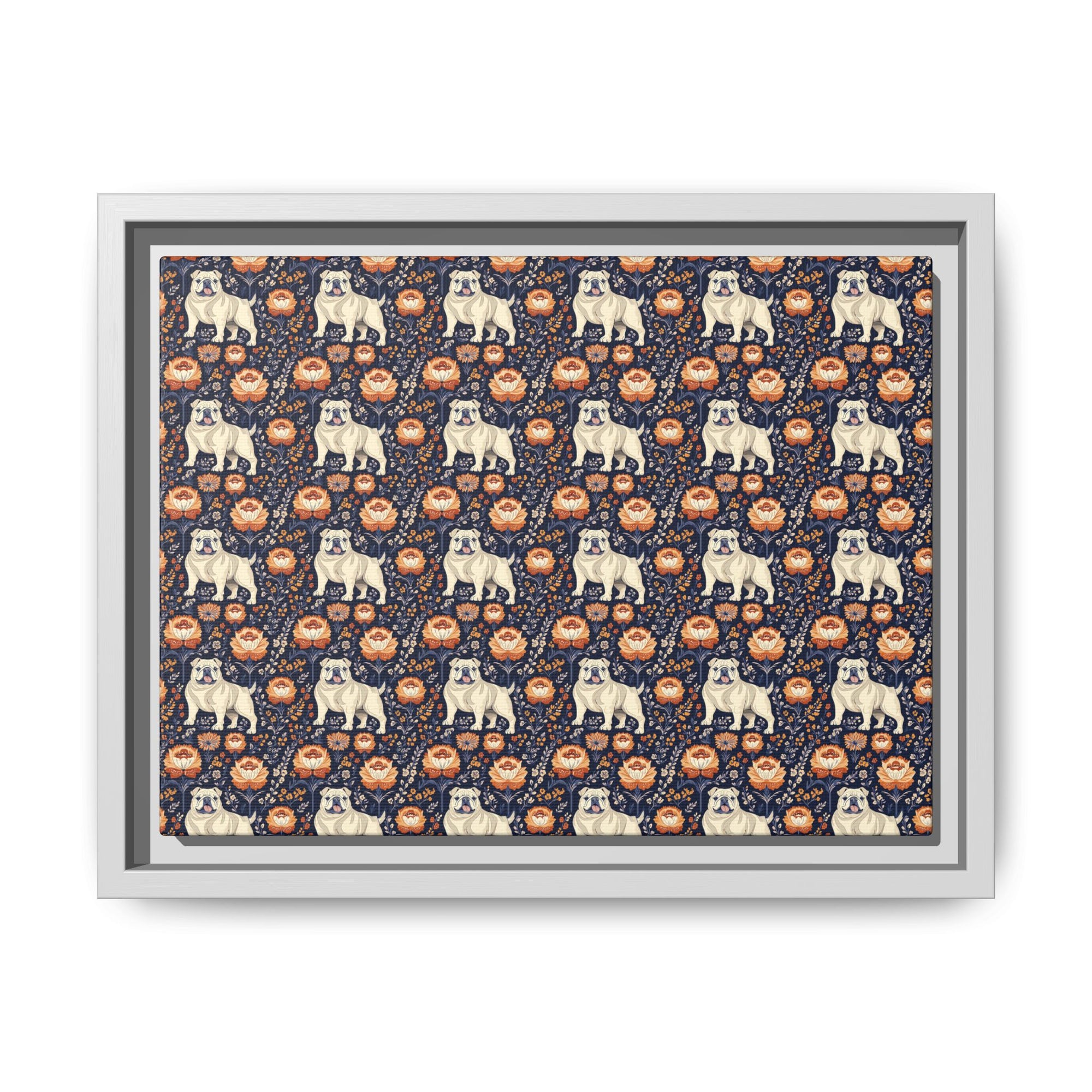 Bulldog Blossom Bonanza Matte Canvas, Framed