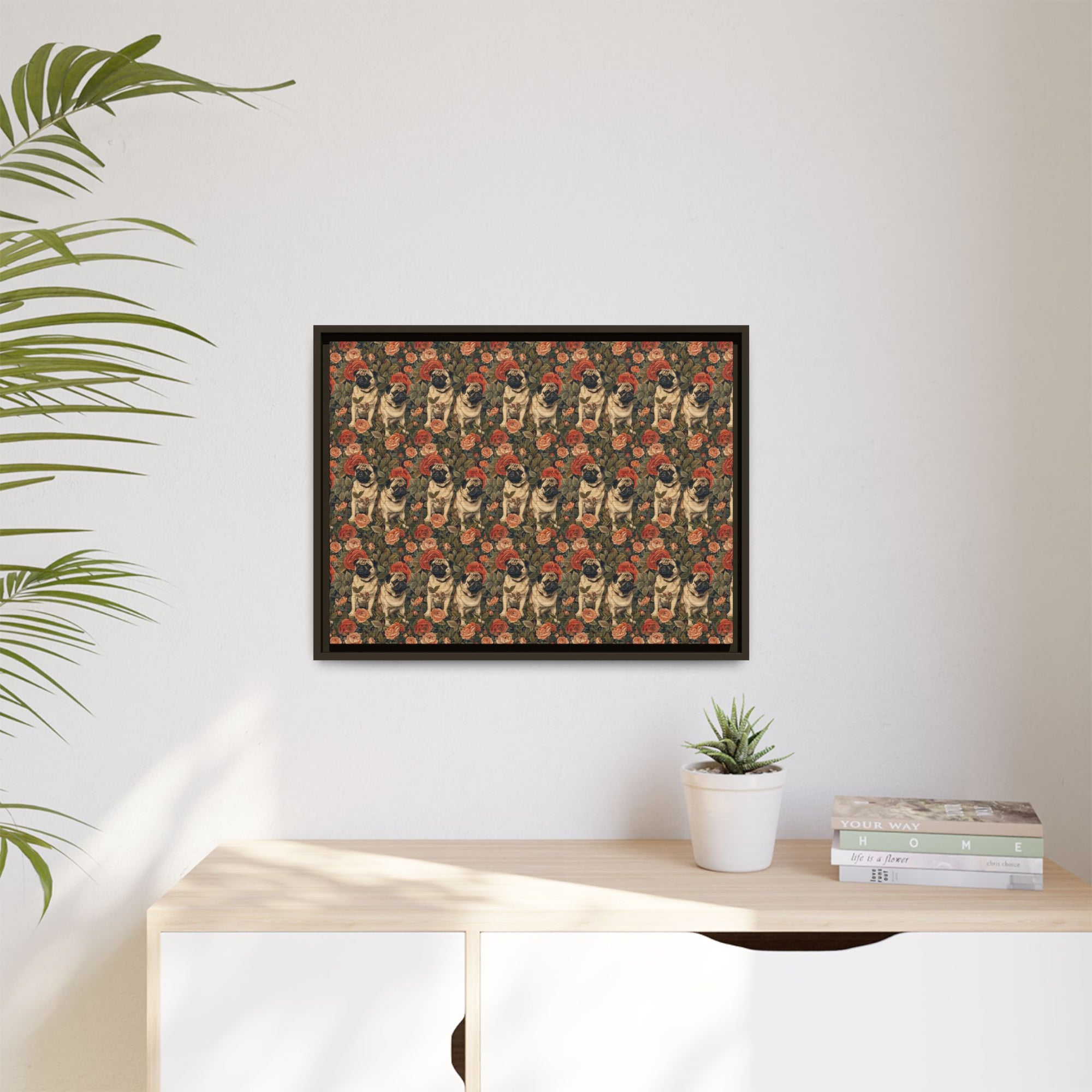 Blooming Pug Paradise Matte Canvas, Framed