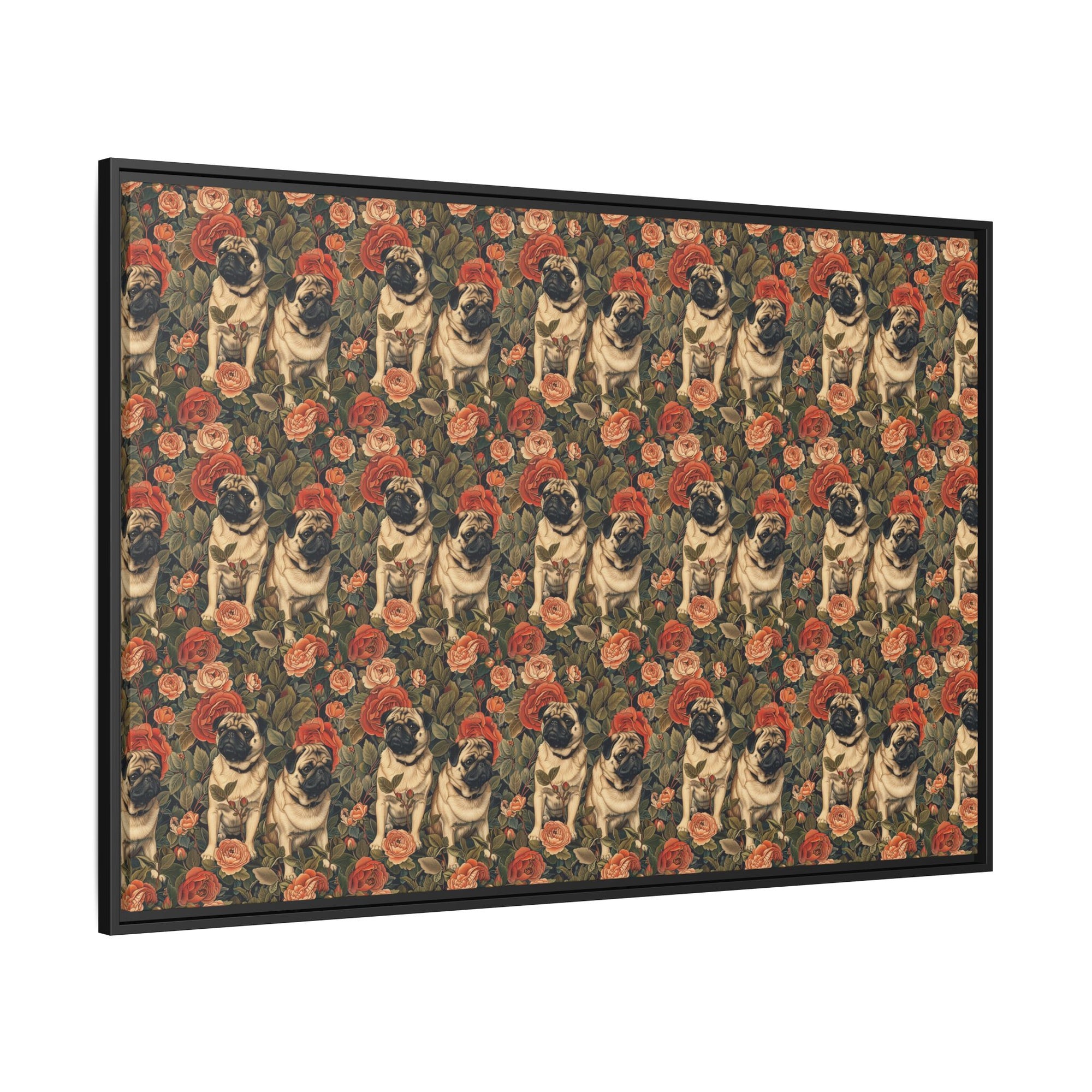 Blooming Pug Paradise Matte Canvas, Framed