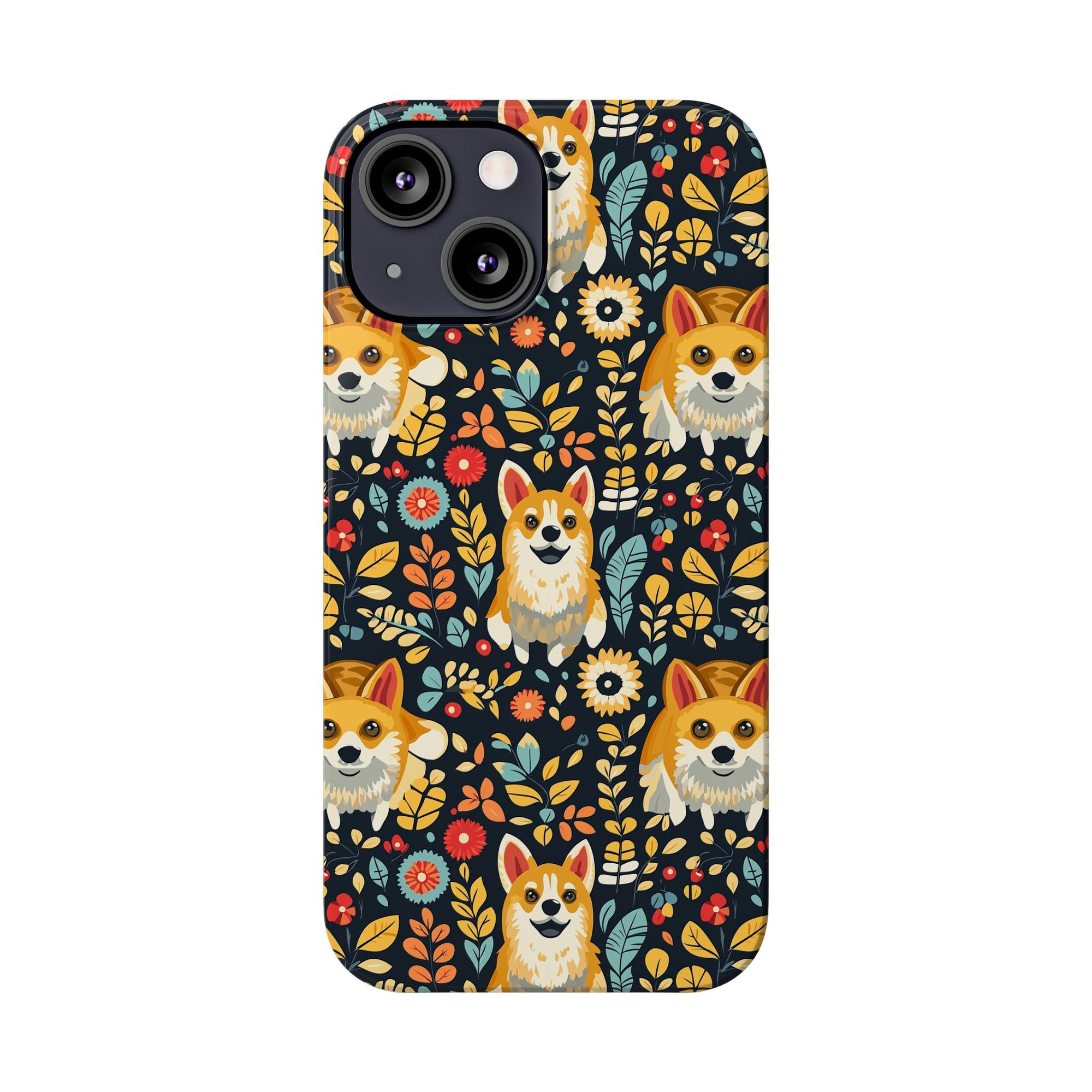 Corgi Rainbow Vine Dream Slim Phone Cases