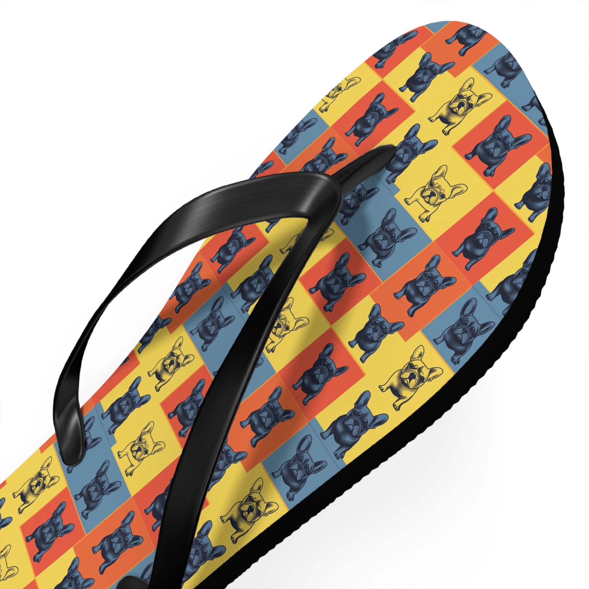 Frenchie Pop Art Pawfection Grid Flip Flops