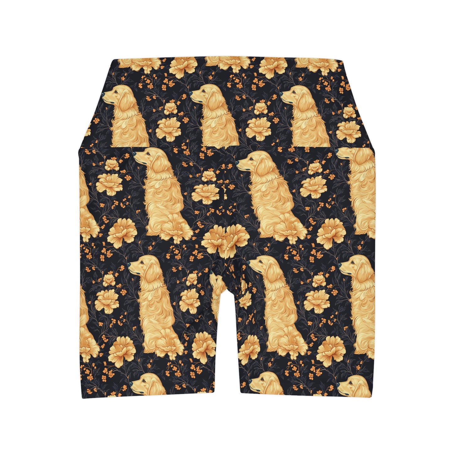 Golden Paws Floral Frenchie High Waisted Yoga Shorts