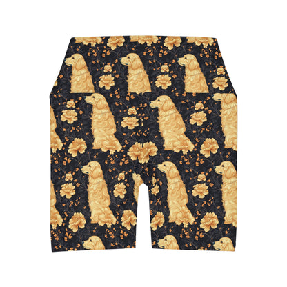 Golden Paws Floral Frenchie High Waisted Yoga Shorts