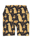 Golden Paws Floral Frenchie High Waisted Yoga Shorts