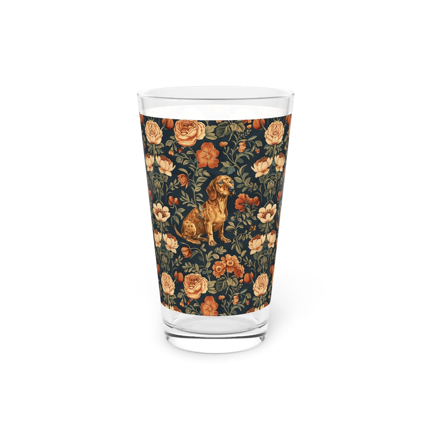 Dazzling Dachsund Blossoms & Foliage Pint Glass