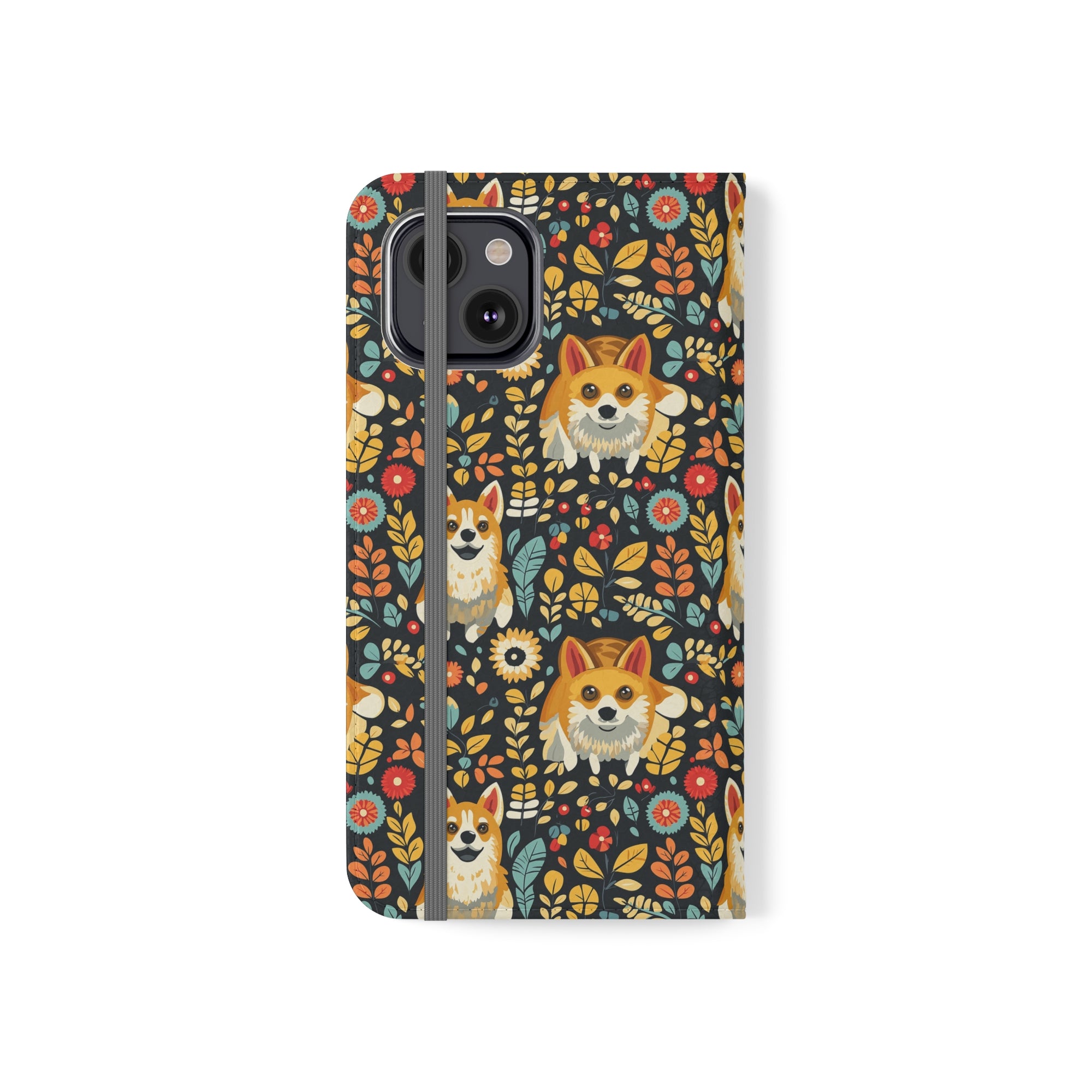 Corgi Rainbow Vine Dream Flip Cases