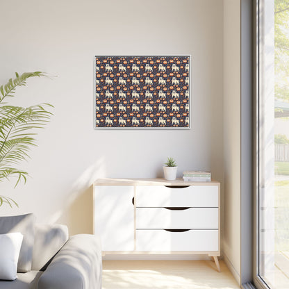 Bulldog Blossom Bonanza Matte Canvas, Framed