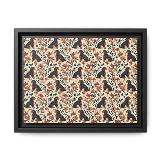 Blossoming Dachshunds Delight Matte Canvas, Framed