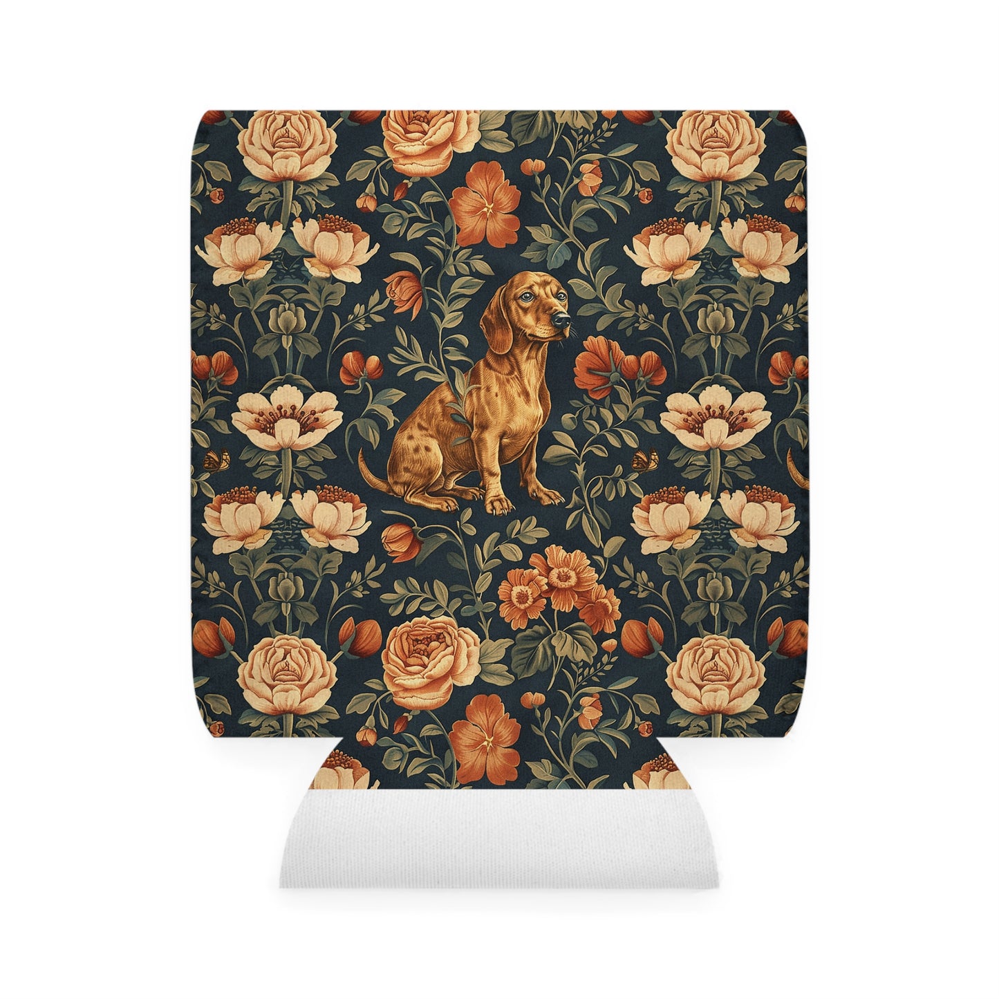 Dazzling Dachsund Blossoms & Foliage Can Cooler Sleeve