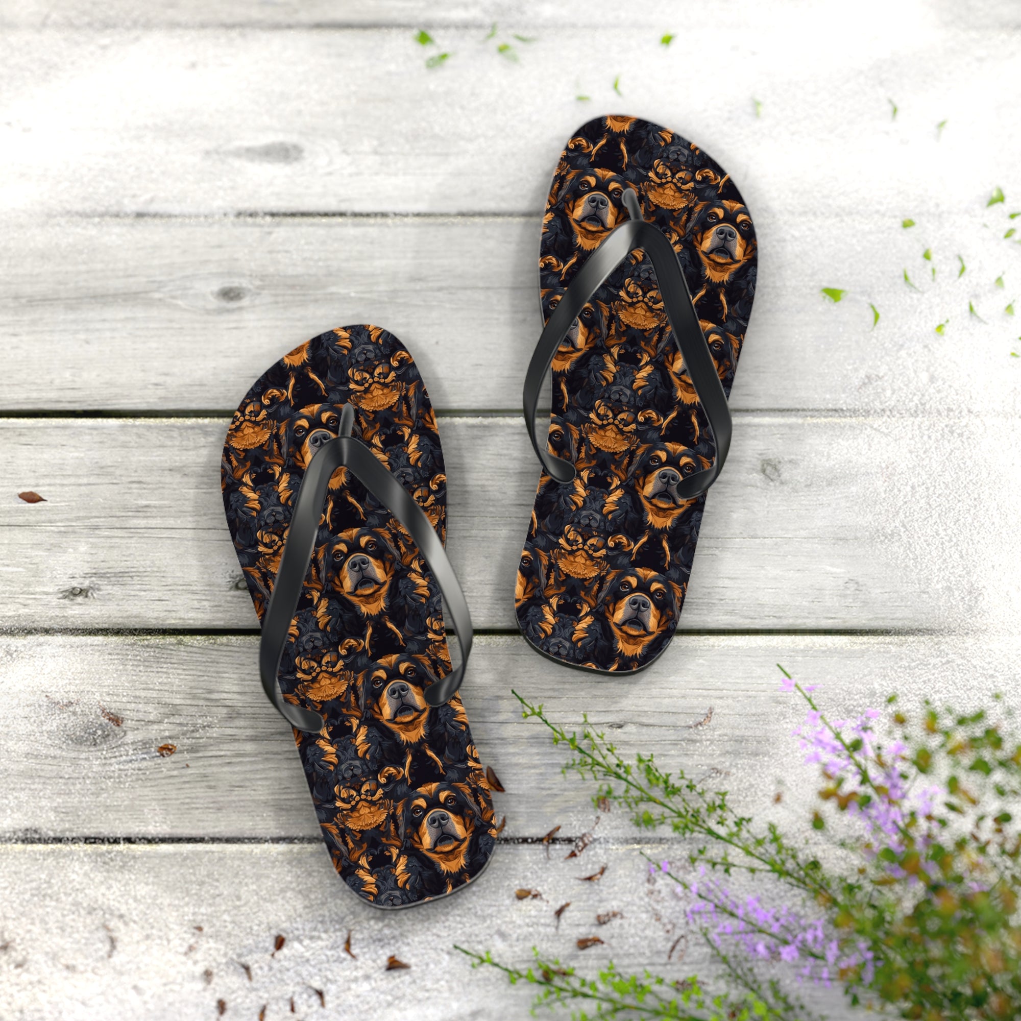 Modern Rottweiler Royalty Flip Flops