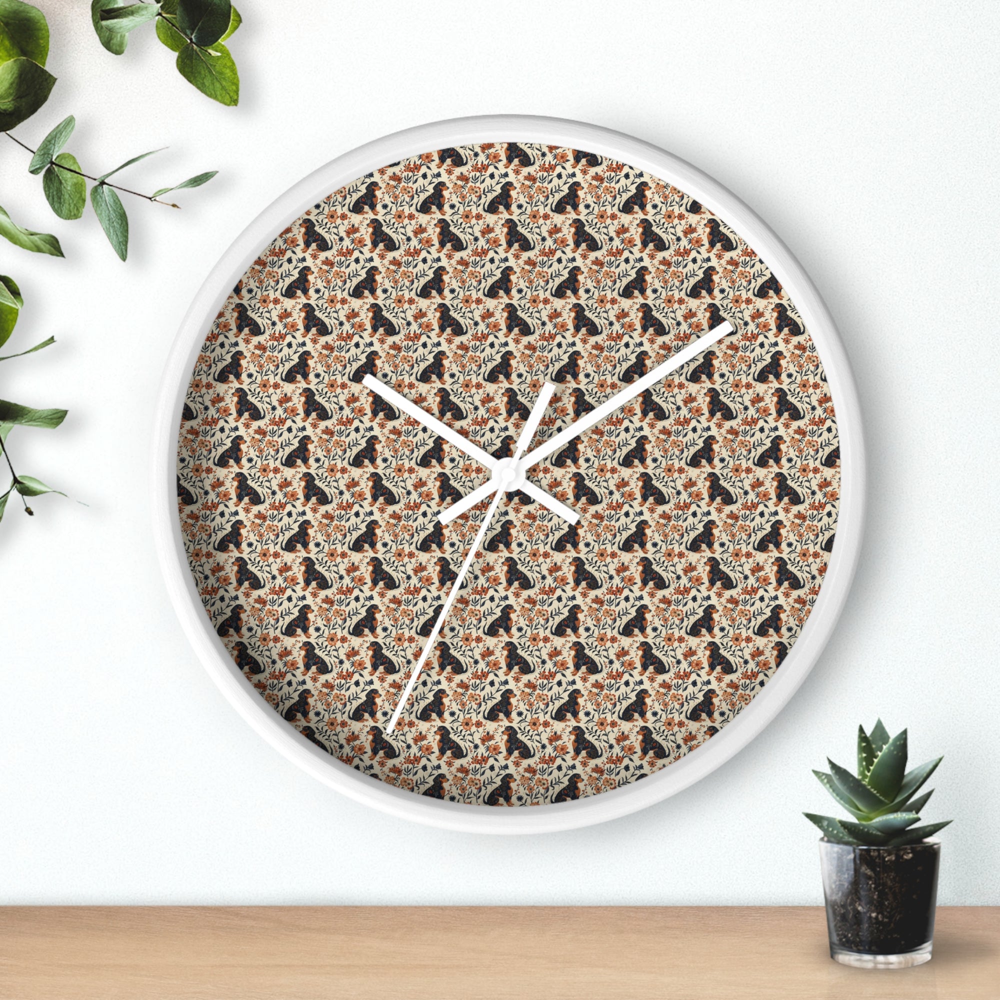 Blossoming Dachshunds Delight Wall Clock