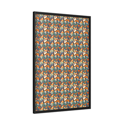 Corgi Carnival Couture Matte Canvas, Framed