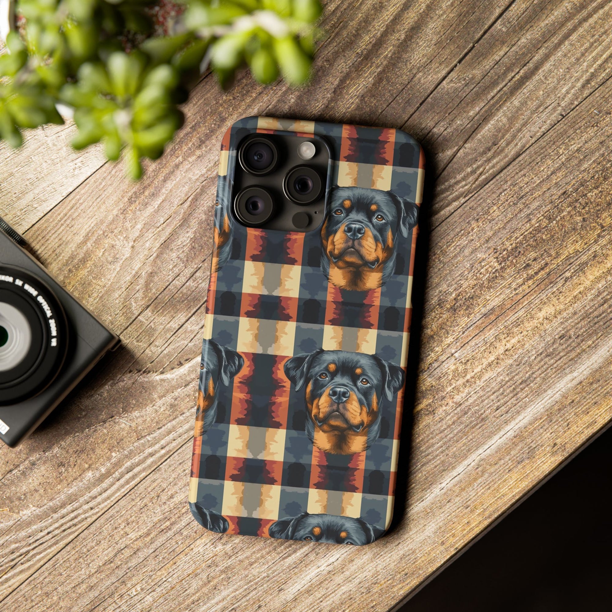 Pawsome Rottweiler Royalty Plaid Slim Phone Cases