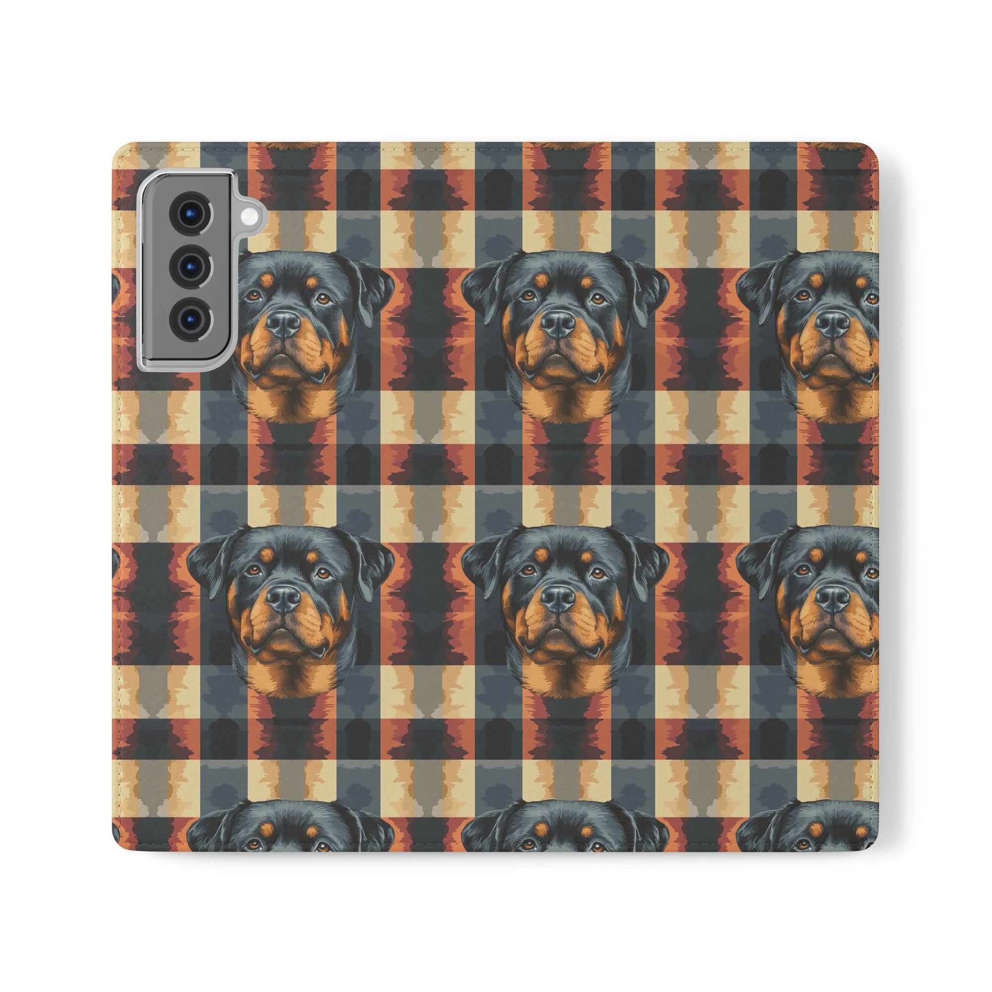 Pawsome Rottweiler Royalty Plaid Flip Cases