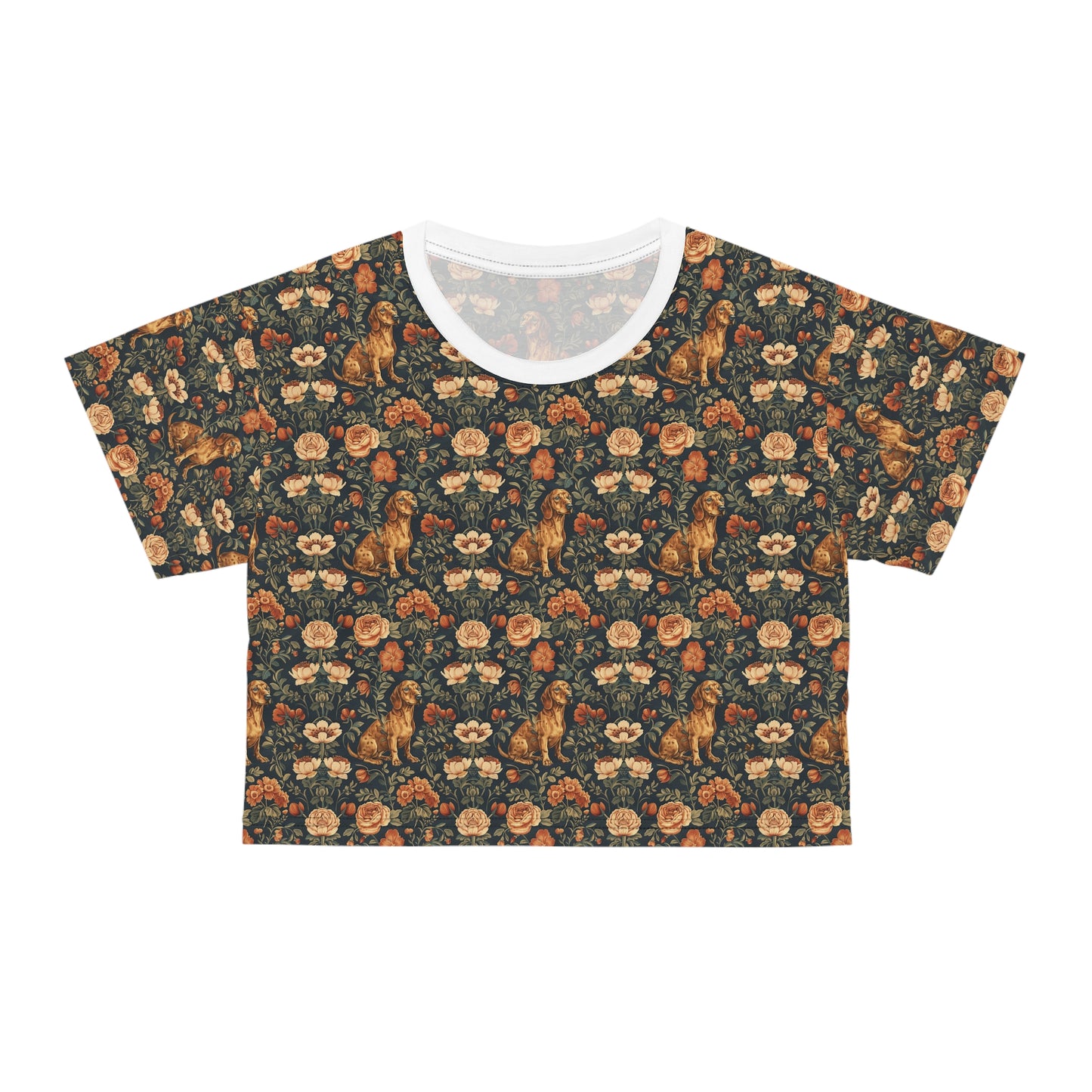 Dazzling Dachsund Blossoms & Foliage Crop Tee