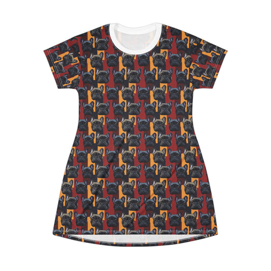 Chic Canine Checkmate - Frenchie Edition T-Shirt Dress