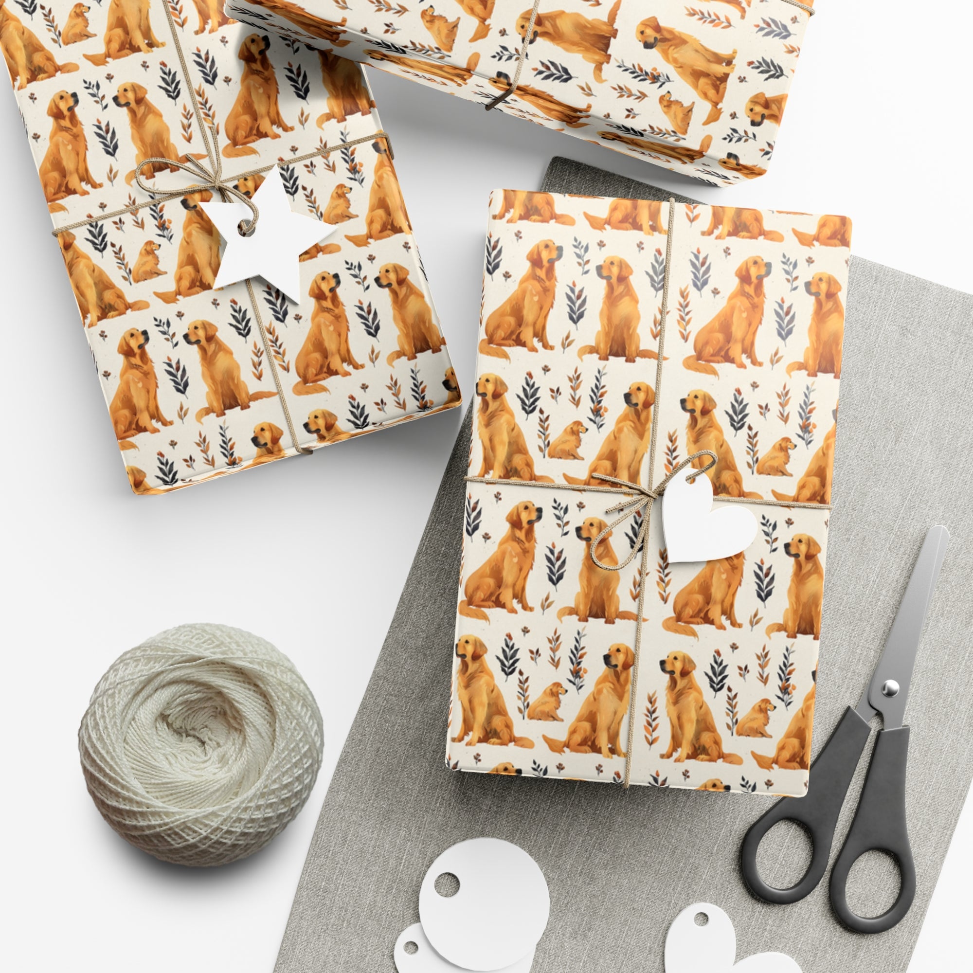 Golden Glamour Paws - Luxe Licks for Regal Retrievers Gift Wrap Papers