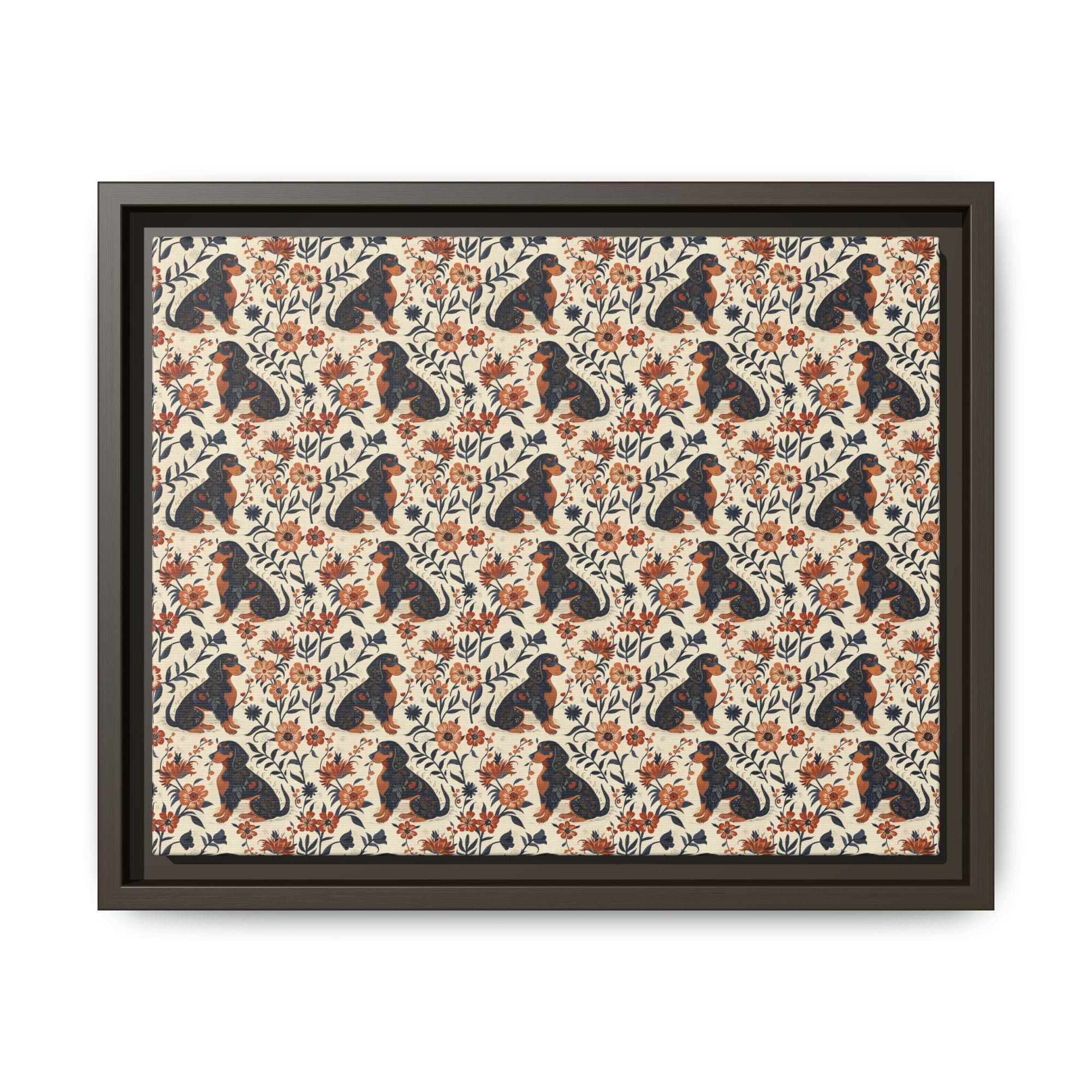 Blossoming Dachshunds Delight Matte Canvas, Framed