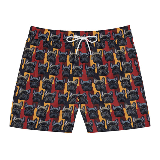 Chic Canine Checkmate - Frenchie Edition Men's Mid-Length Swim Shorts