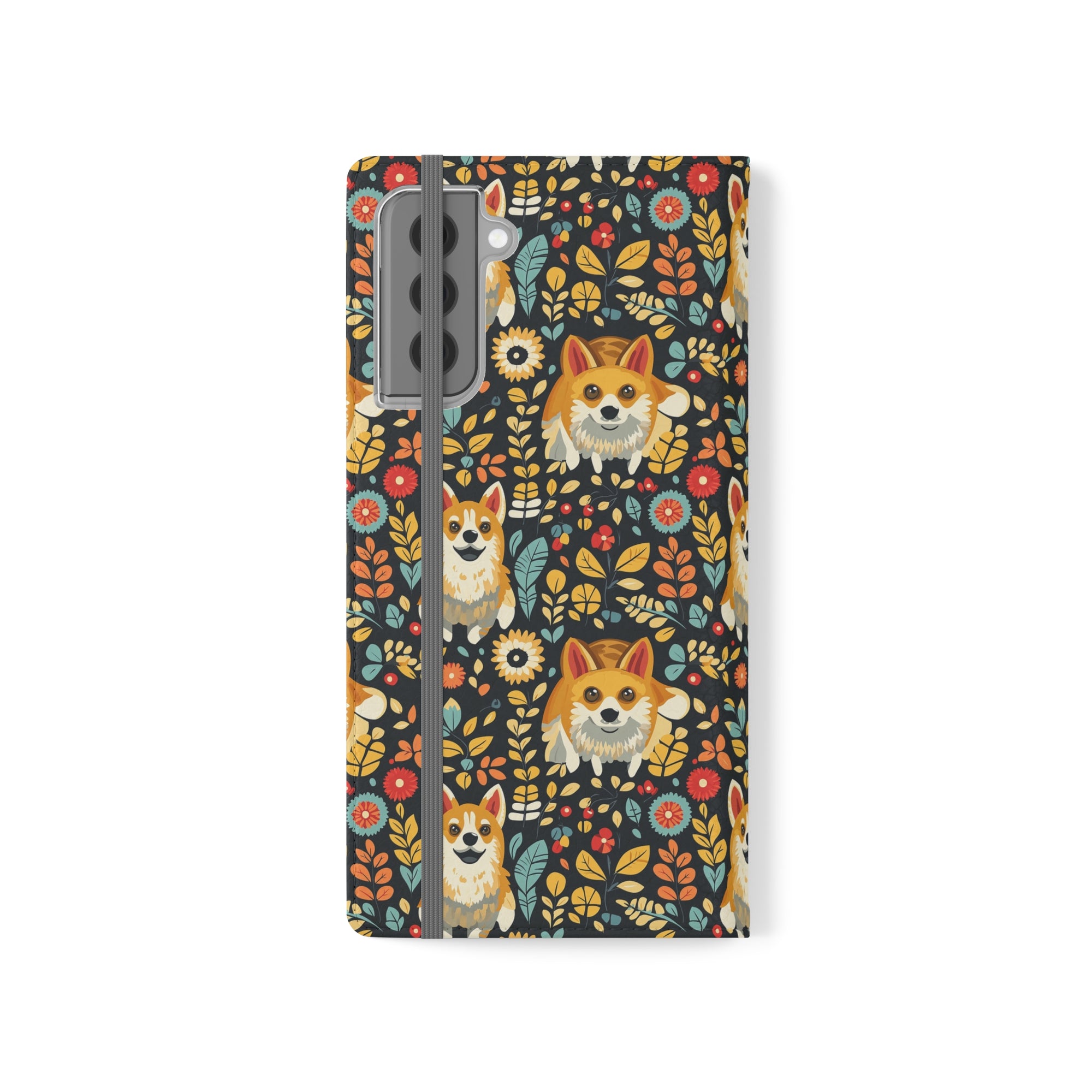 Corgi Rainbow Vine Dream Flip Cases