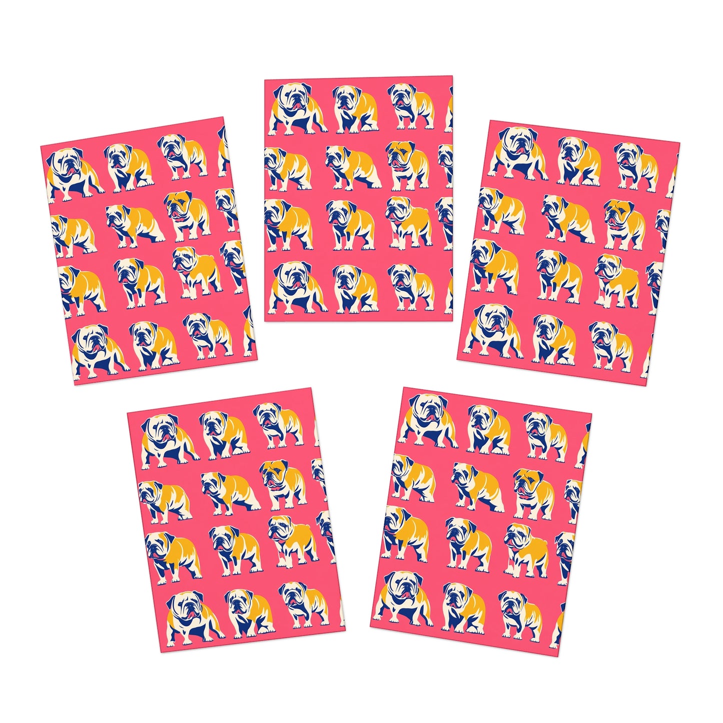 Bubblegum Glamour Bulldog Bouquet Greeting Cards (5-Pack)