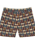 Pawsome Rottweiler Royalty Plaid Men's Mid-Length Swim Shorts