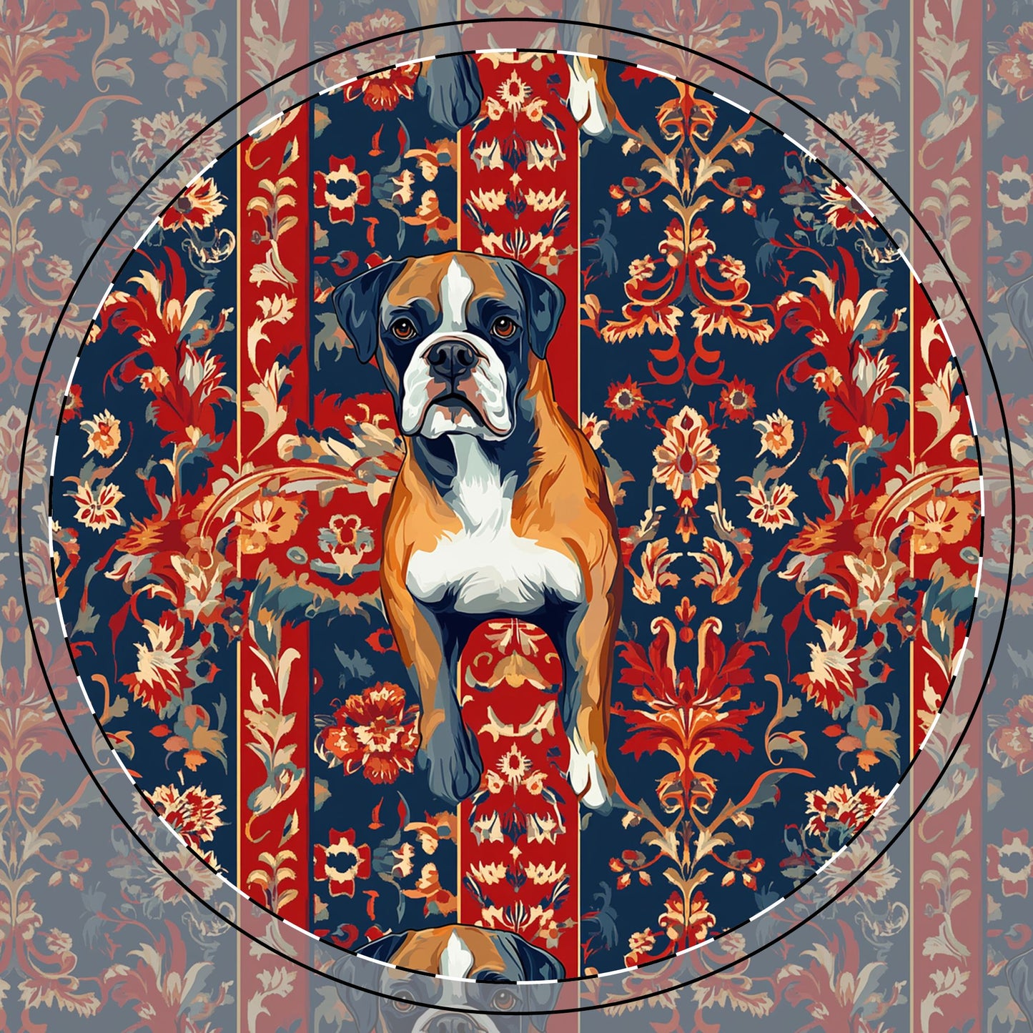 Boxer Blossom Tapestry Delight Ceramic Coaster