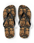 Fanciful Golden Paradise Blossom Flip Flops