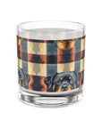 Pawsome Rottweiler Royalty Plaid Rocks Glass