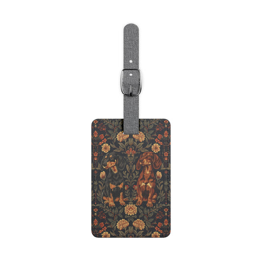 Dapper Dachshund Embroidery Elegance Luggage Tag