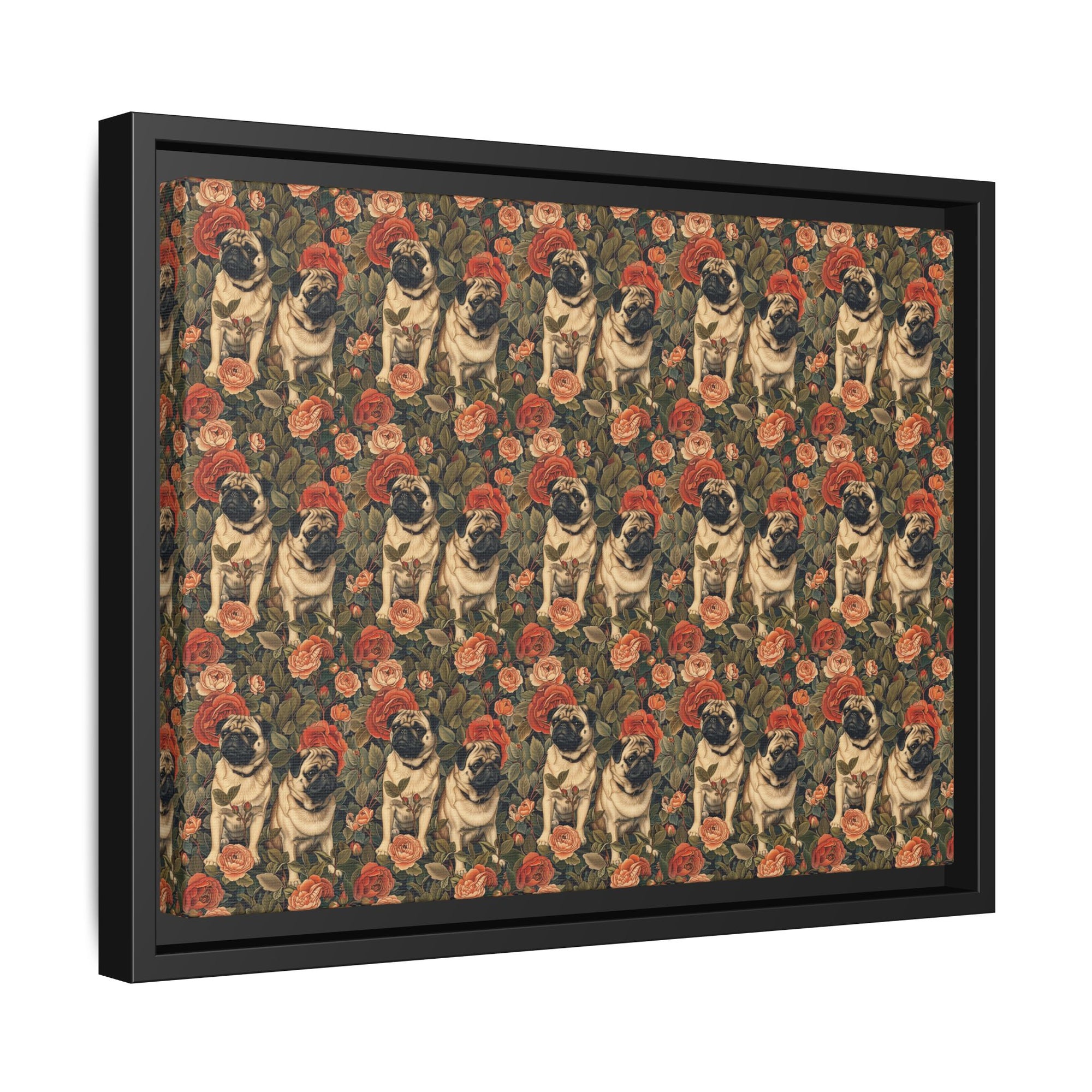 Blooming Pug Paradise Matte Canvas, Framed