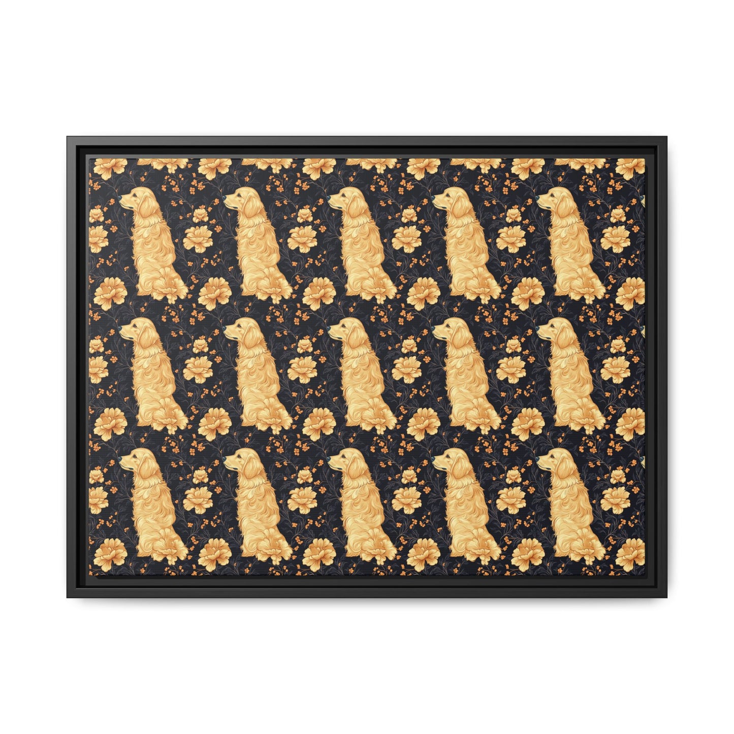 Golden Paws Floral Frenchie Matte Canvas, Framed