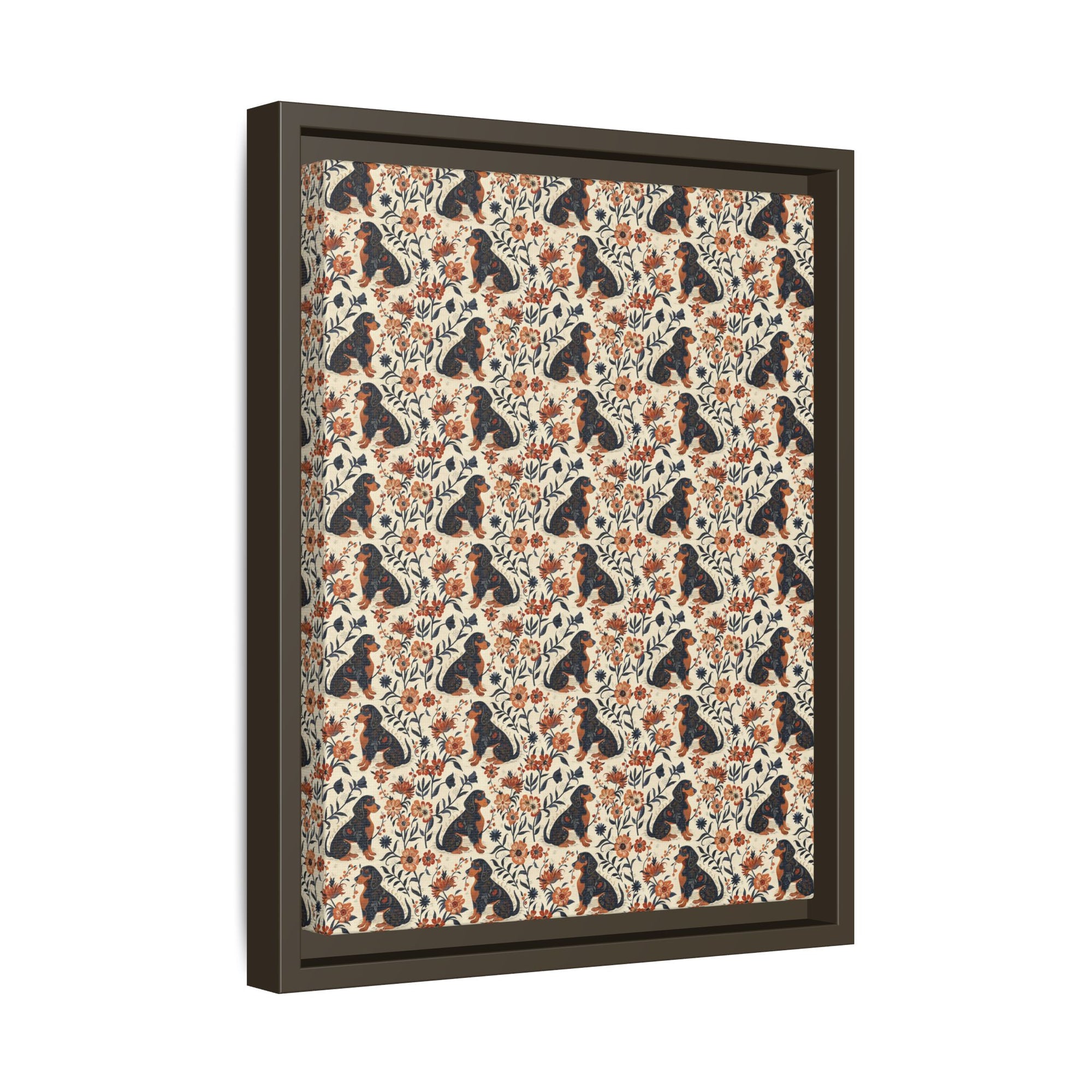 Blossoming Dachshunds Delight Matte Canvas, Framed