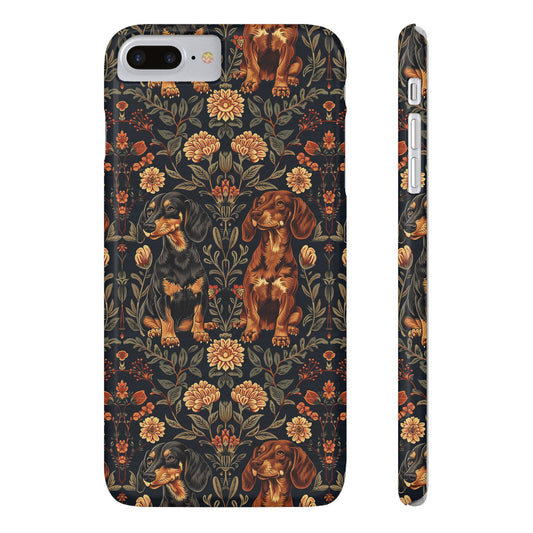 Dapper Dachshund Embroidery Elegance Slim Phone Cases