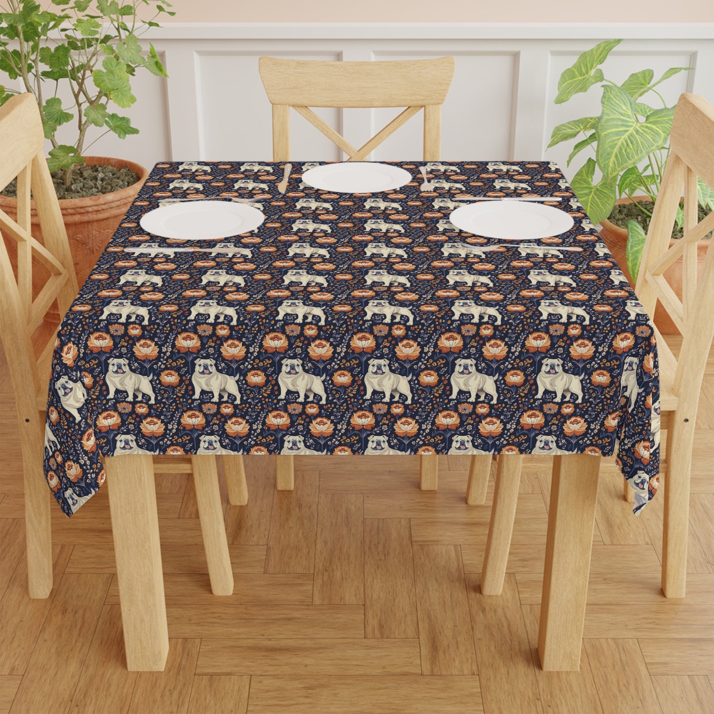 Bulldog Blossom Bonanza Tablecloth