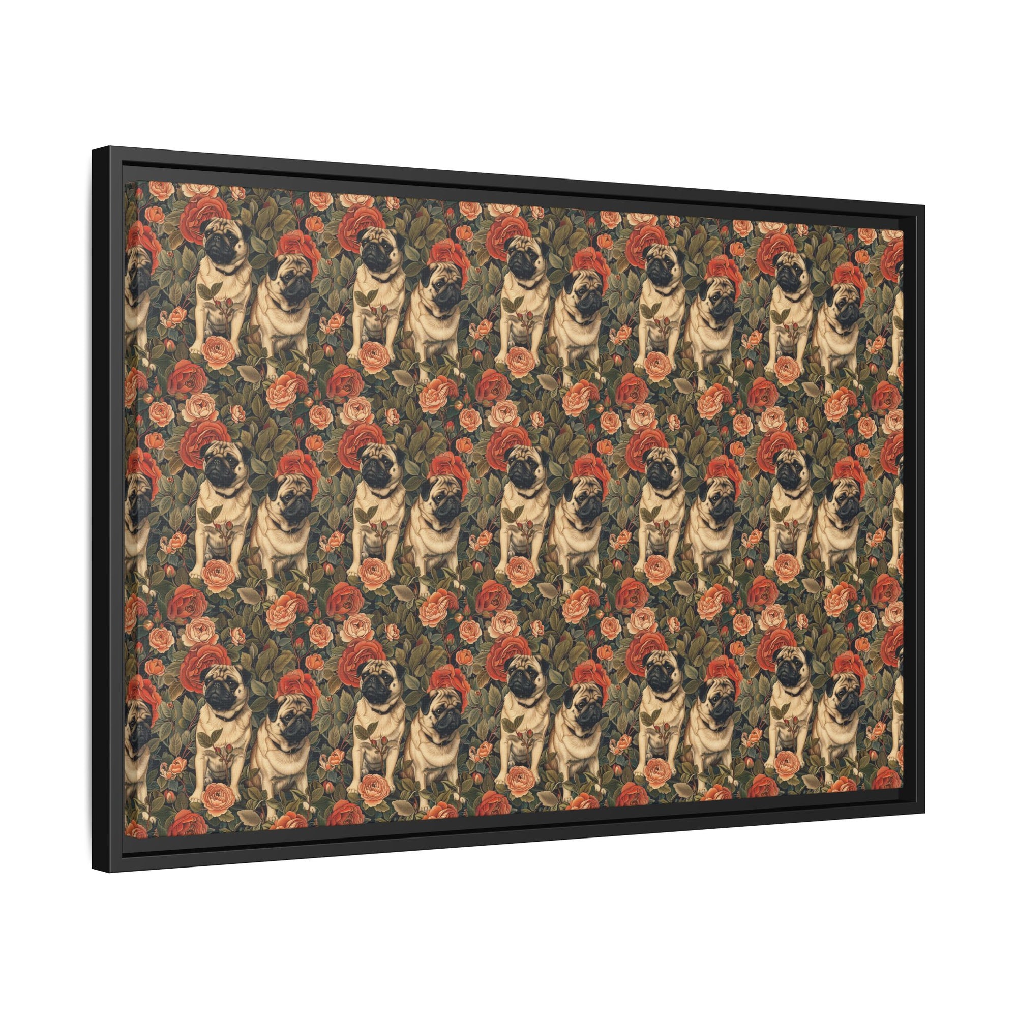 Blooming Pug Paradise Matte Canvas, Framed