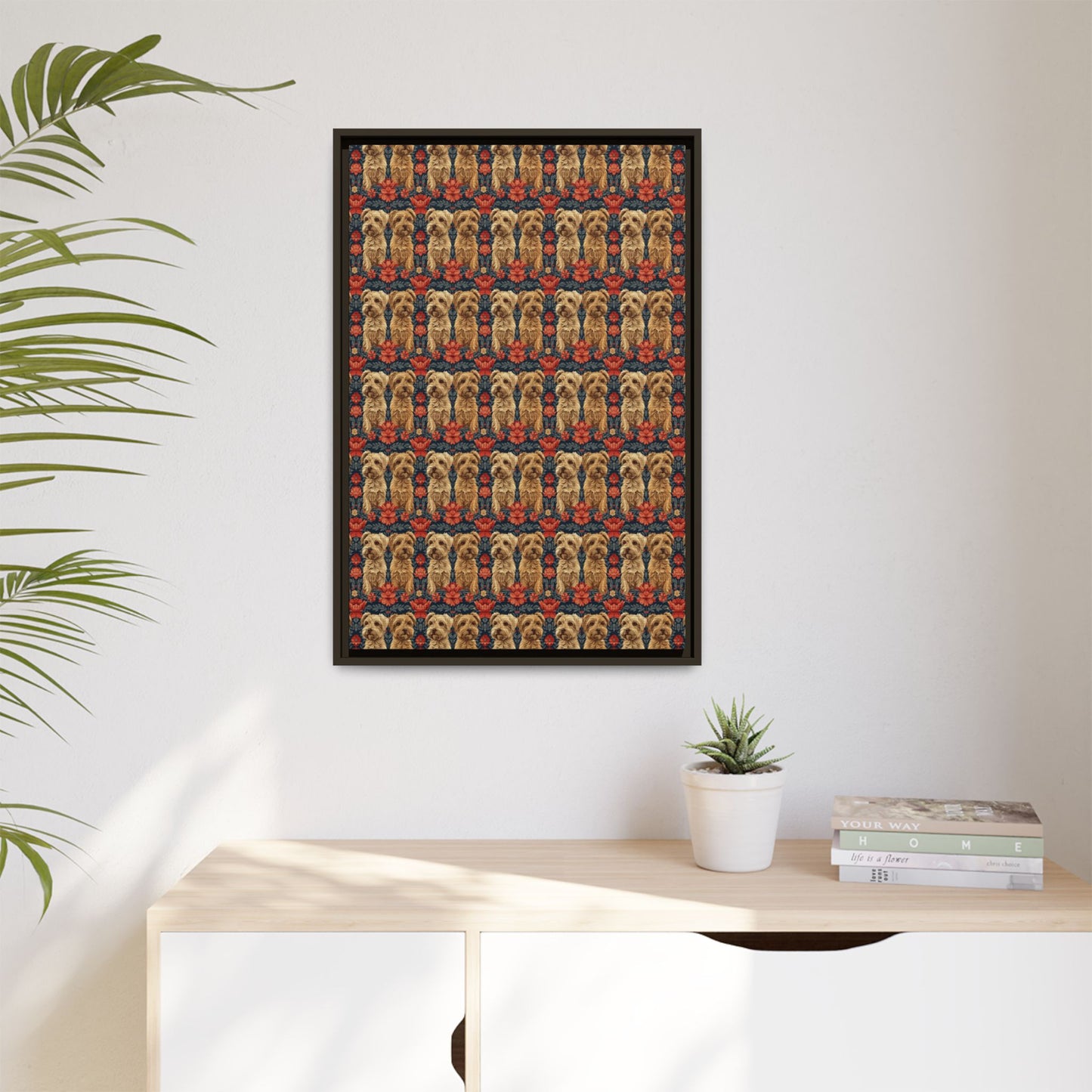 Yorkie Charm Twins Matte Canvas, Framed