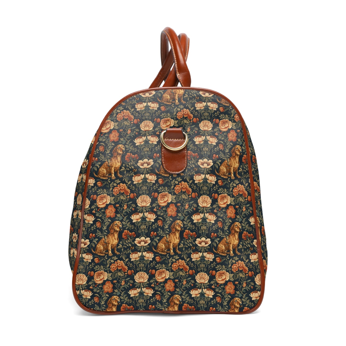 Dazzling Dachsund Blossoms & Foliage Waterproof Travel Bag