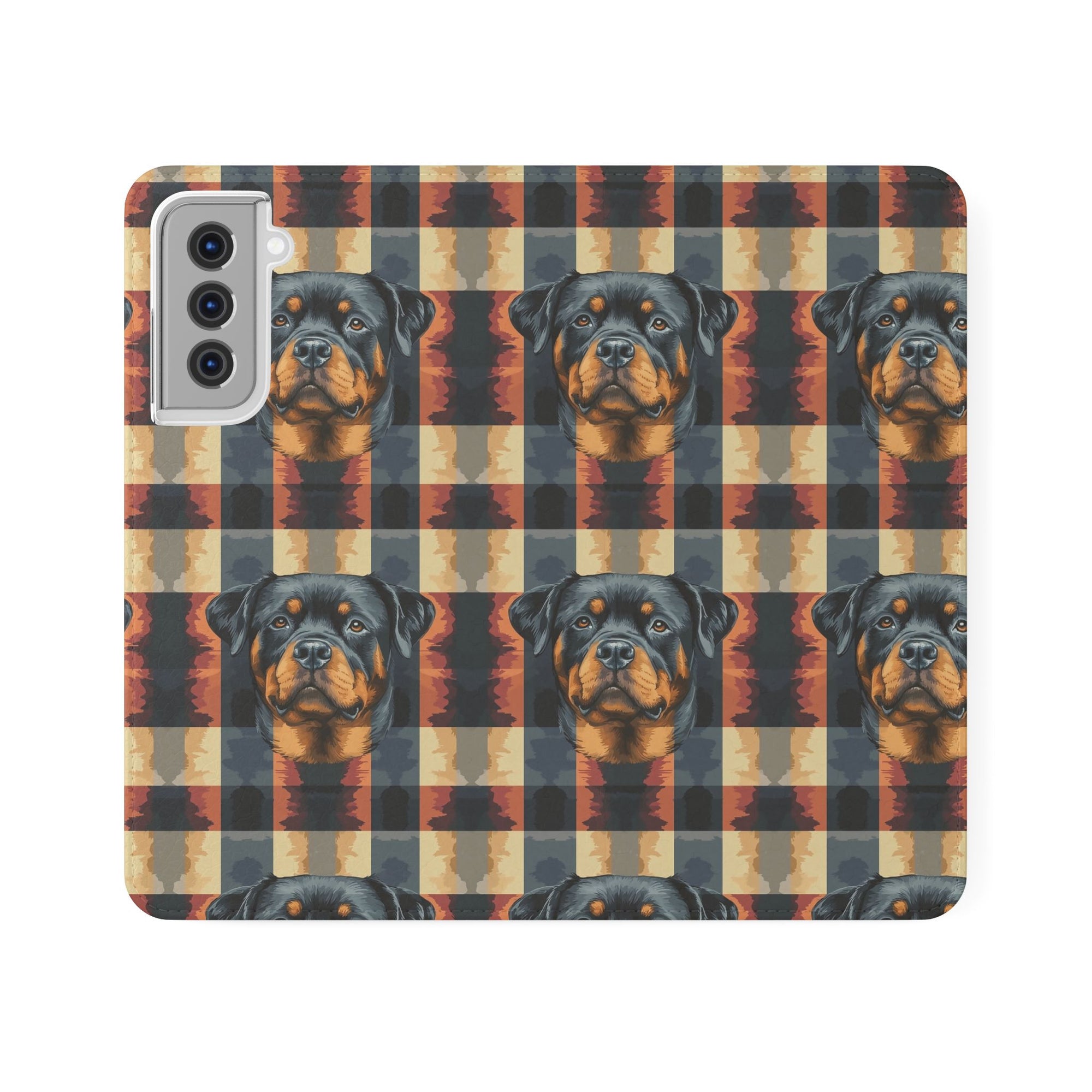 Pawsome Rottweiler Royalty Plaid Flip Cases