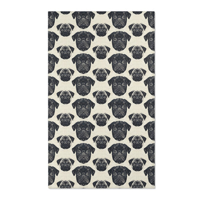 Pug Pizzazz - Modern Geometric Pug Pattern Area Rug